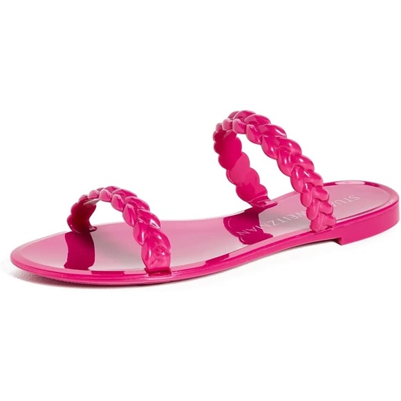 Stuart Weitzman $125 Braida Sawyer Jelly Orchid Pink Flat Sandals 6 36.5 BNIB! - Picture 5 of 14